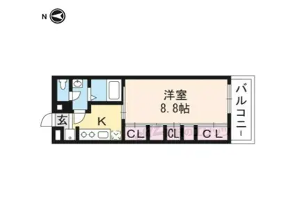 SUMINAGI椥辻東(1K/2階)の間取り写真