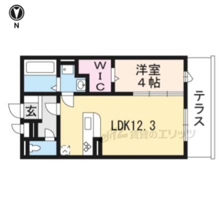 アリビオ向日町A(1LDK/1階)の間取り写真