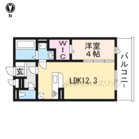 アリビオ向日町A(1LDK/3階)の間取り写真