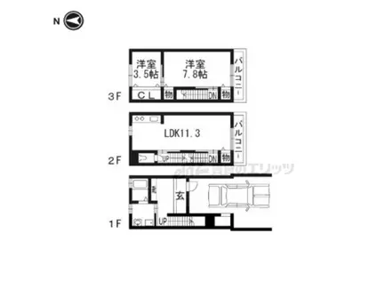 京都市東西線 二条駅 徒歩8分 3階建 築5年(2LDK)の間取り写真