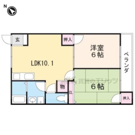 ハイツ新町(2LDK/2階)の間取り写真