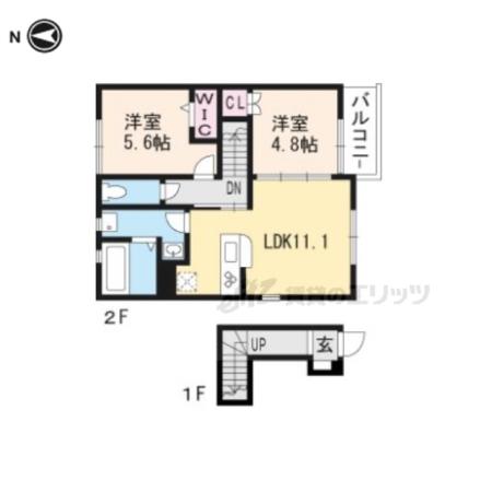 ユアメゾン唐崎B(2LDK/2階)の間取り写真