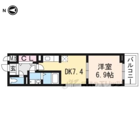 シャルマン東寺南(1DK/3階)の間取り写真