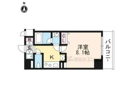 ベラジオ京都西院ウエストシティ(1K/1階)の間取り写真