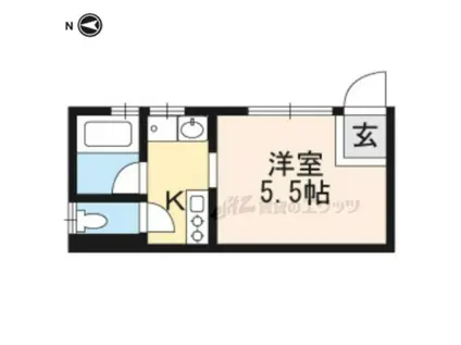 叡山電鉄 元田中駅 徒歩2分 2階建 築5年(1K/1階)の間取り写真