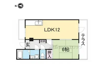 藤ノ木ハイツ第2棟(1LDK/1階)の間取り写真