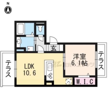 グランスタ花山(1LDK/1階)の間取り写真
