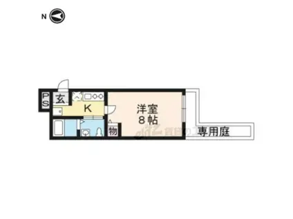 サントス堀川紫明(1K/1階)の間取り写真