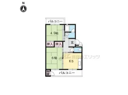 びわ湖美空団地7号棟(2DK/4階)の間取り写真