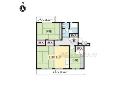 びわ湖美空団地19号棟(2LDK/4階)の間取り写真