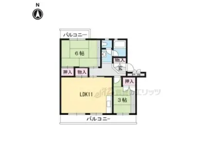 びわ湖美空団地23号棟(2LDK/3階)の間取り写真
