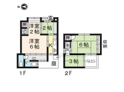 京阪電気鉄道鴨東線 神宮丸太町駅 徒歩10分 2階建 築97年(5K)の間取り写真
