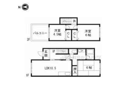 京阪電気鉄道宇治線 桃山南口駅 徒歩7分 2階建 築46年(3LDK)の間取り写真
