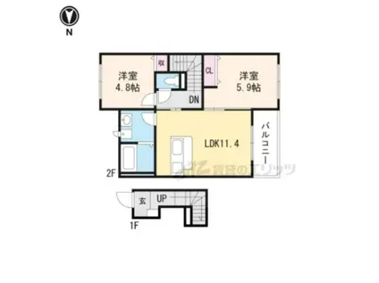 フォンターナ(2LDK/2階)の間取り写真