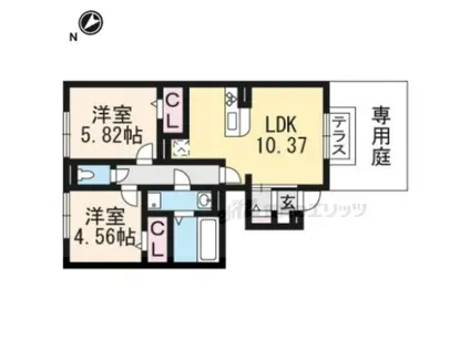 プリマベール(2LDK/1階)の間取り写真