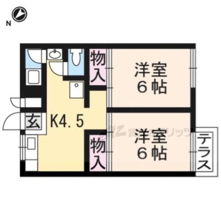 宮町ハイツ(2K/1階)の間取り写真
