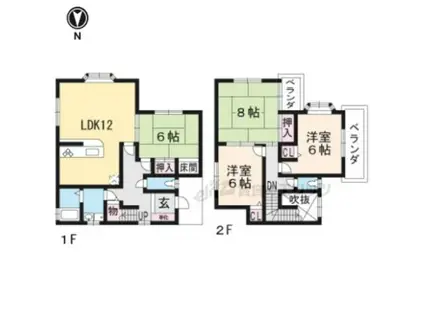 東海道本線 石山駅 徒歩20分 2階建 築31年(4LDK)の間取り写真