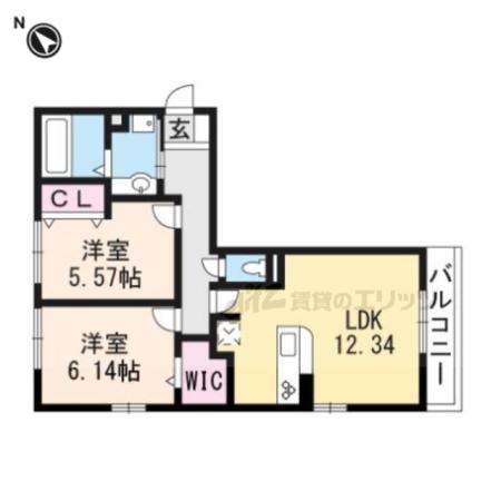 ウエスト PATH(2LDK/3階)の間取り写真