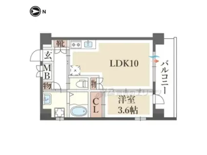 MSGARDEN京都西院(1LDK/3階)の間取り写真
