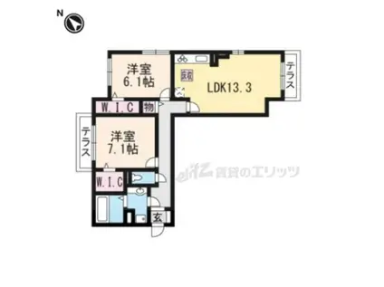 ルミエールМK(2LDK/1階)の間取り写真