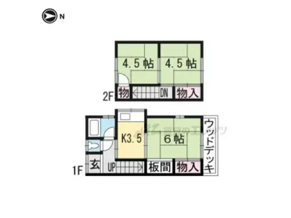 京阪電気鉄道京阪線 石清水八幡宮駅 徒歩5分 2階建 築53年(3K)の間取り写真