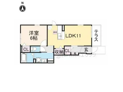 サニーデイ(1LDK/1階)の間取り写真