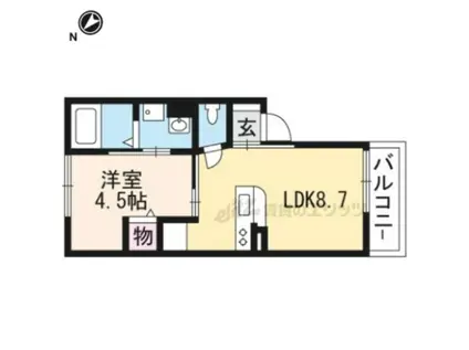 カルフール(1LDK/2階)の間取り写真