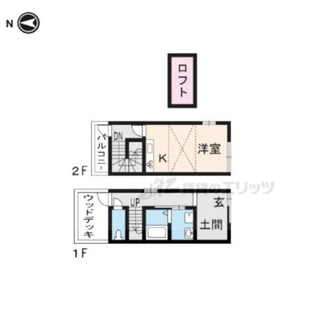 京都市烏丸線 九条駅(京都) 徒歩8分 2階建 築9年(1K)の間取り写真