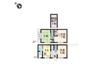 京都市烏丸線 北大路駅 バス乗車時間：10分 柊野別れバス停で下車 徒歩3分 2階建 築38年(3K)の間取り写真