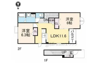 ソレイユ イズミ(2LDK/2階)の間取り写真