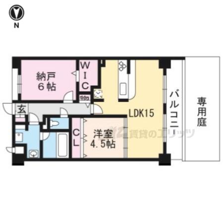 グローリードミール天神(2LDK/1階)の間取り写真