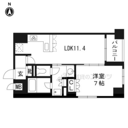 リーガル京都二条城前(1LDK/1階)の間取り写真