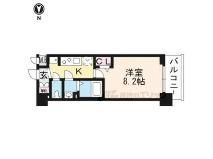 プレサンス THE KYOTO 東福寺 ウエスト(1K/3階)の間取り写真