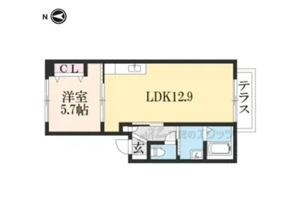 ミルキーウェイ(1LDK/1階)の間取り写真