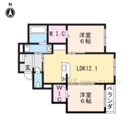 ボレロ西山天王山(2LDK/3階)の間取り写真
