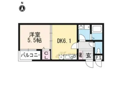 グロワール藤森(1DK/2階)の間取り写真