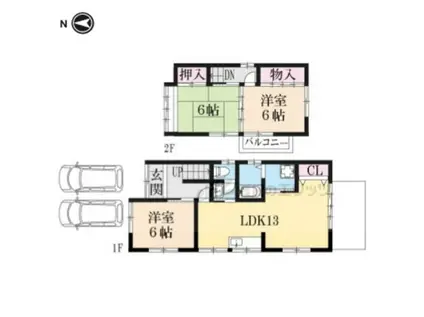 山陰本線 馬堀駅 徒歩11分 2階建 築48年(3LDK)の間取り写真