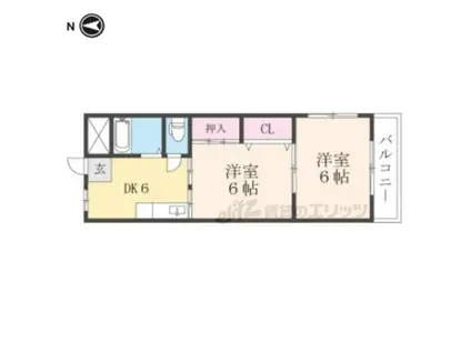 コスモスハイツ長浜(2DK/3階)の間取り写真