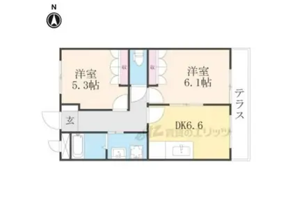 シャルマンコート1番館(2DK/2階)の間取り写真