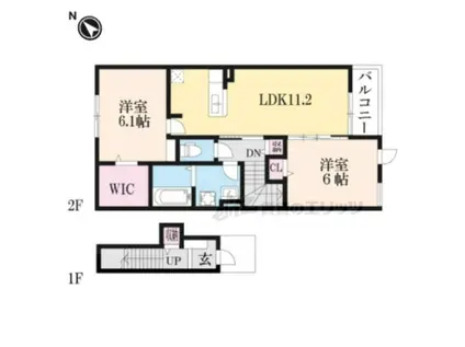 Yフォレスト八日市(2LDK/2階)の間取り写真