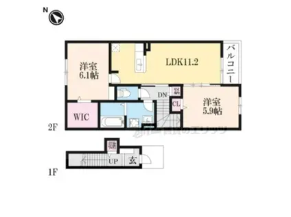 Yフォレスト八日市(2LDK/2階)の間取り写真