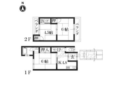 東海道本線 長岡京駅 徒歩40分 2階建 築49年(3K)の間取り写真