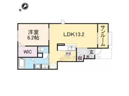 アンジュ ドゥ(1LDK/1階)の間取り写真