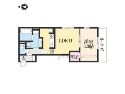 アデウ ドゥーエ(1LDK/1階)の間取り写真