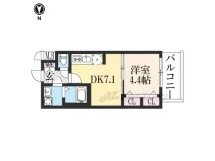 アドバンス京都エーデル(1DK/4階)の間取り写真