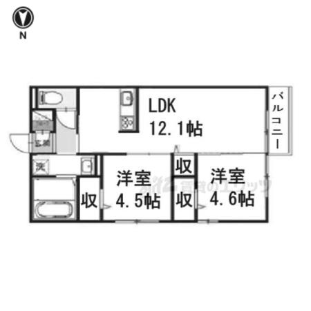 D-ROOMエスポワール(2LDK/2階)の間取り写真