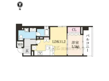 リーガル京都西陣(1LDK/2階)の間取り写真
