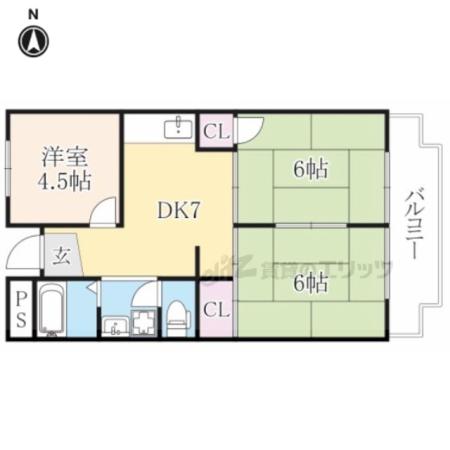 八日市ウイング(3DK/3階)の間取り写真