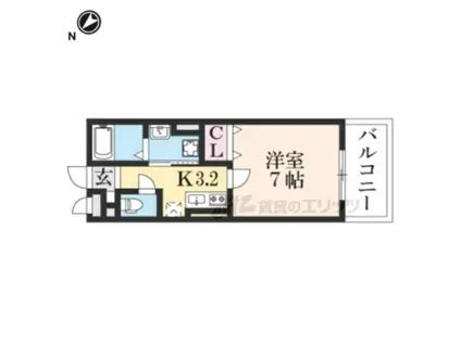 CRESCERE洛北(1K/3階)の間取り写真