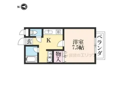 ツインハイツ(1K/2階)の間取り写真